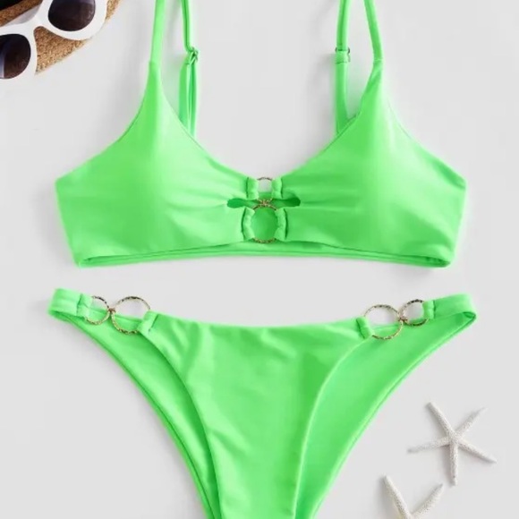 Zaful Other - Zaful dual ring neon bikini